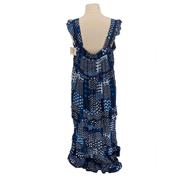 19954 NEW Lane Bryant Polka Dot Maxi Dress Blue White size 20 bohemian casual - Picture 2 of 11